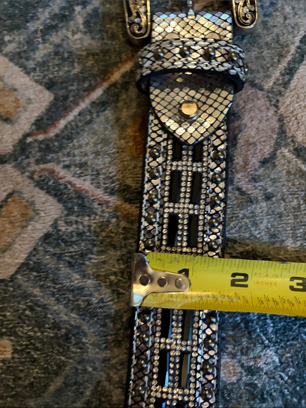 Nocona Ladies Studded Lizard Western Belt N320004601 XL 100% Genuine Leather